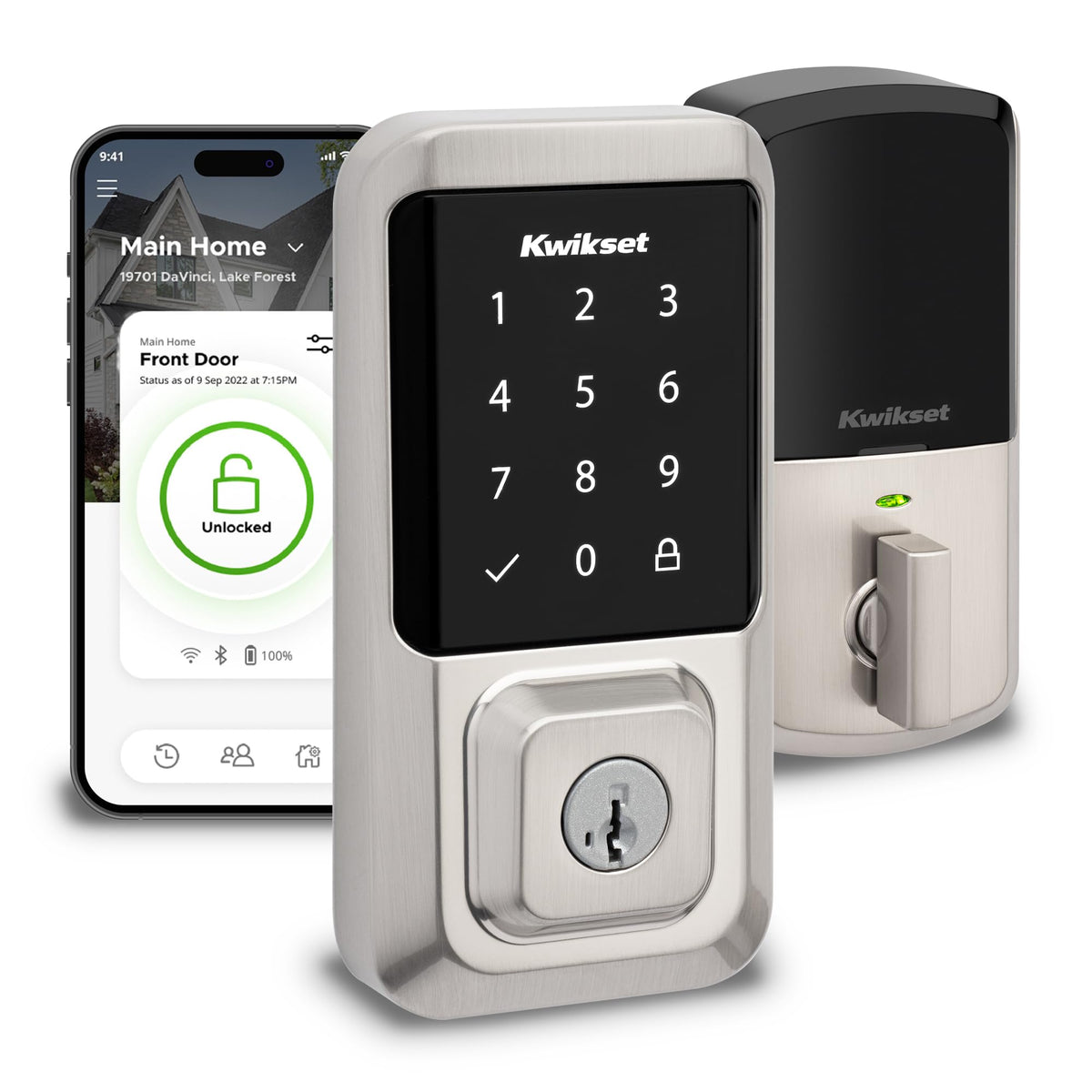 Kwikset Halo Wi-Fi Smart Lock Keyless Entry Deadbolt Touchscreen Satin Nickel