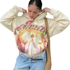 Mandonce Graphic Sweatshirts for Women Long Sleeve Cute Hoodies Y2K Zip up
