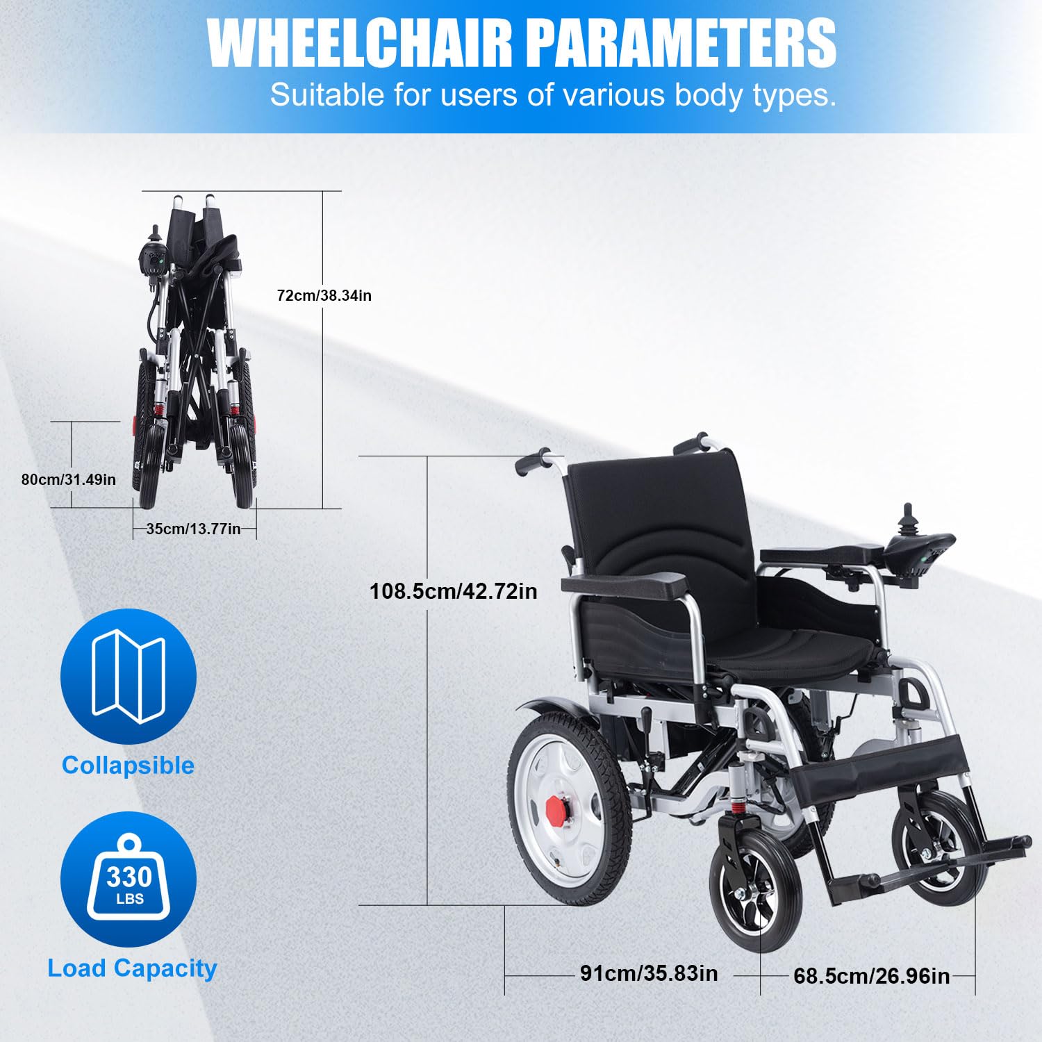 Electric Wheelchairs for Adults, 25 Miles All-Terrain Power Wheelchair