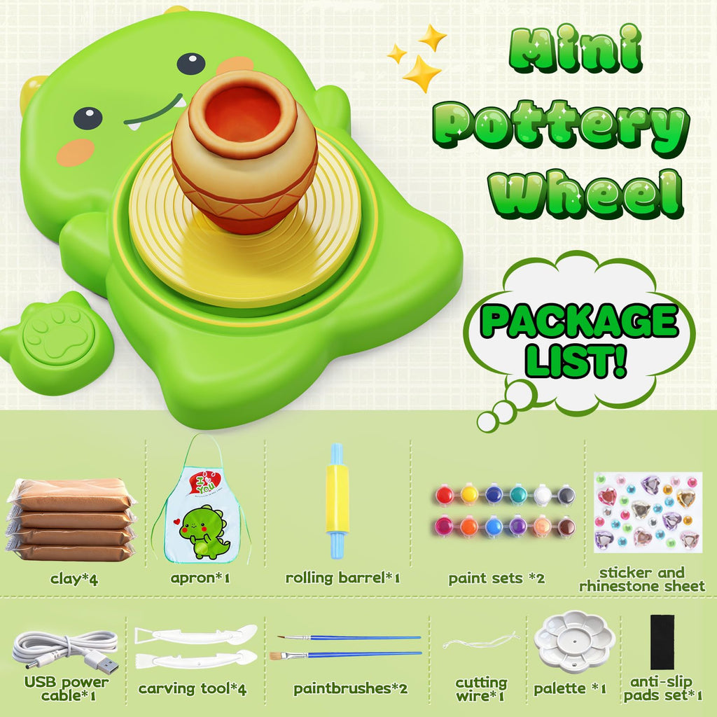 Skirfy Mini Pottery Wheel Kit for Beginners Kids,Electric Ceramic Wheel with