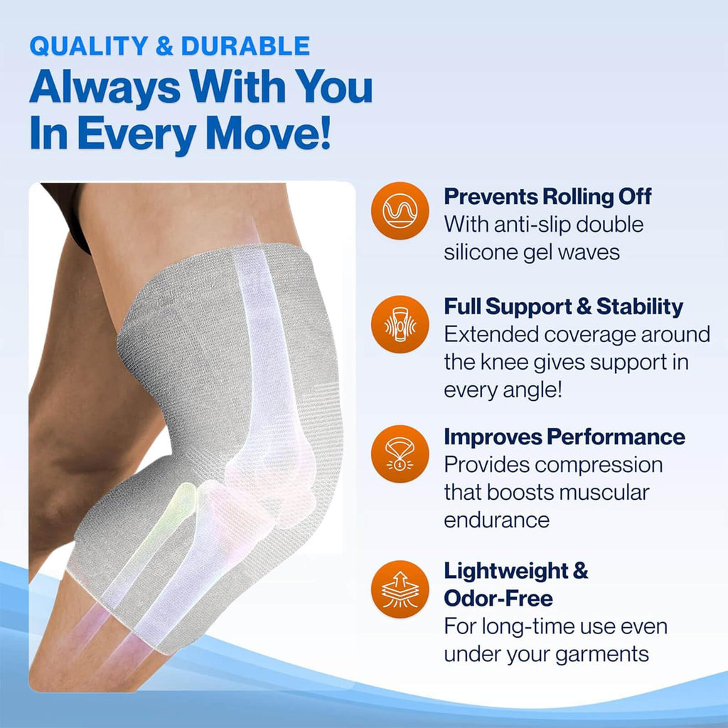 SIOEPUEO Bamboo Knee Sleeve for Knee Pain - One Pair Compression Bamboo Knee