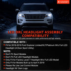 LH Chrome Bezel LED Headlight Assembly W/o LED Control Module Compatible with