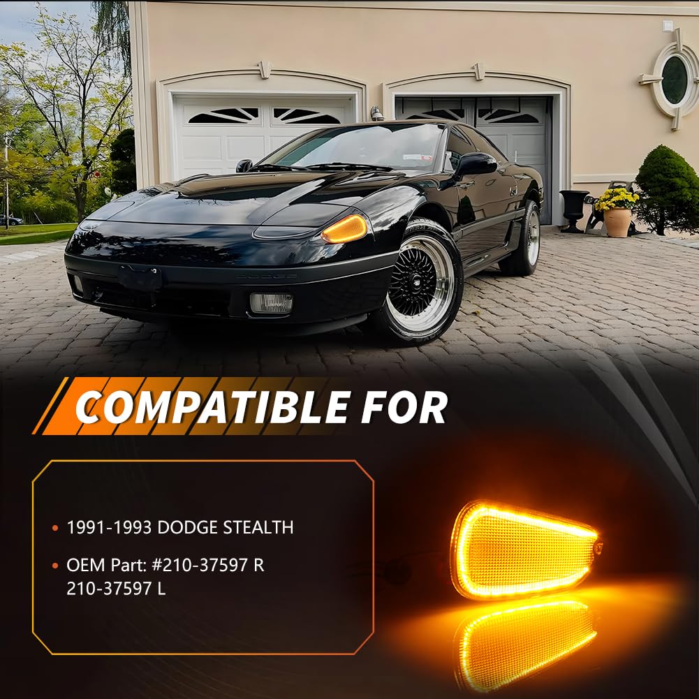 MOTRUM LED Front Turn Signal Marker Light Compatible with Dodge Stealth 1991