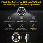 Shkalacar 7inch LED Headlight H4 140W Angel Eyes Round Headlights 4 Modes