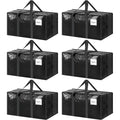 6 Pack Heavy Duty Moving Bags Large Storage Totes with Zipper Handles Black