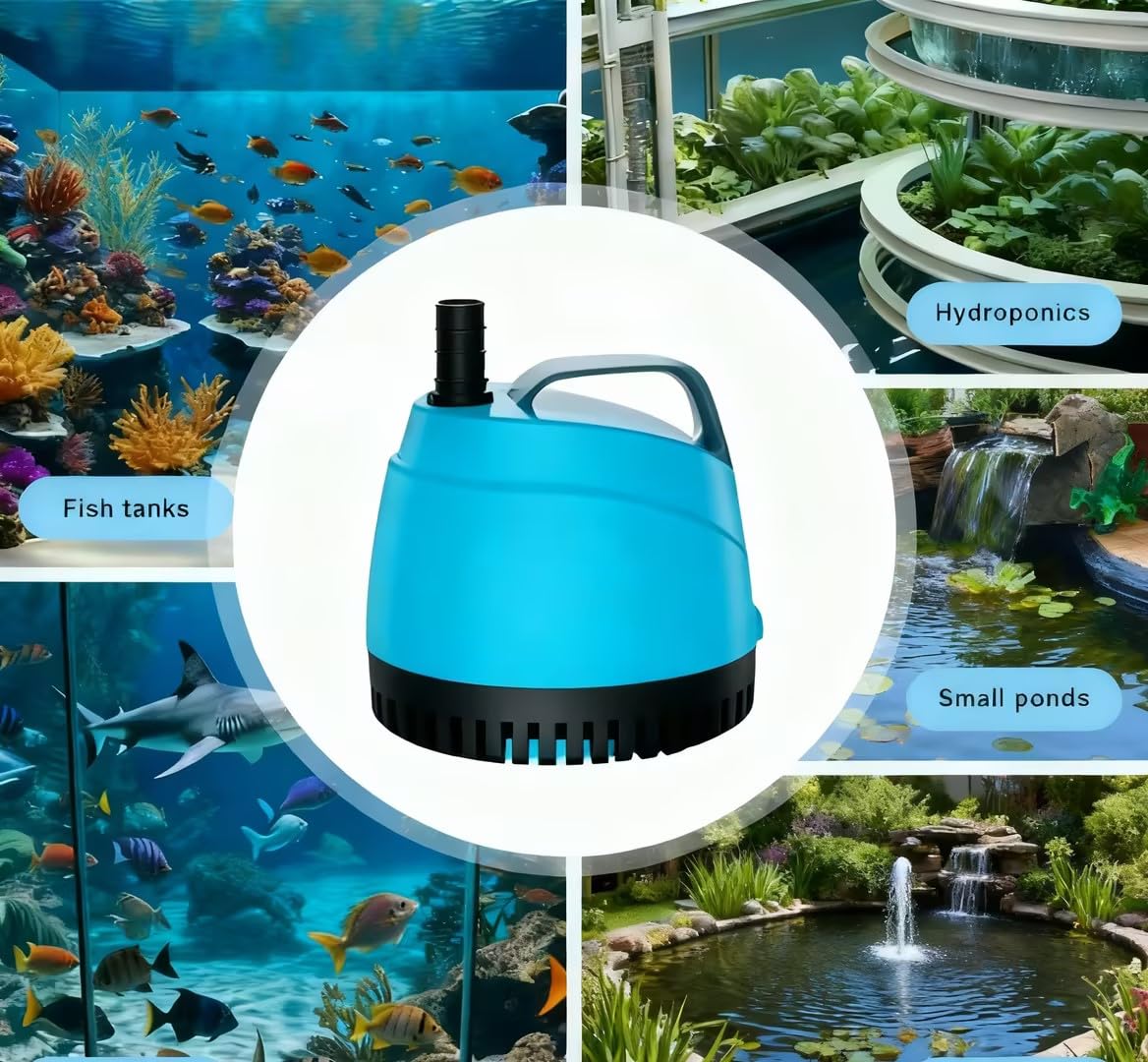 WUCIOOO 210GPH Ultra Quiet Bottom Suction Submersible Water Pump (780L/H, 15W)