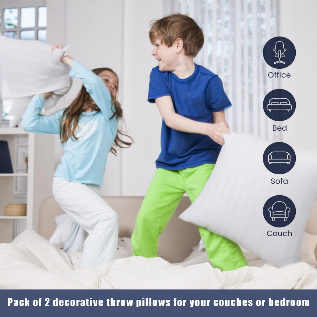 OKBA Set of 2 Throw Pillow Inserts 16x16 Soft Hypoallergenic Cushion Fillers
