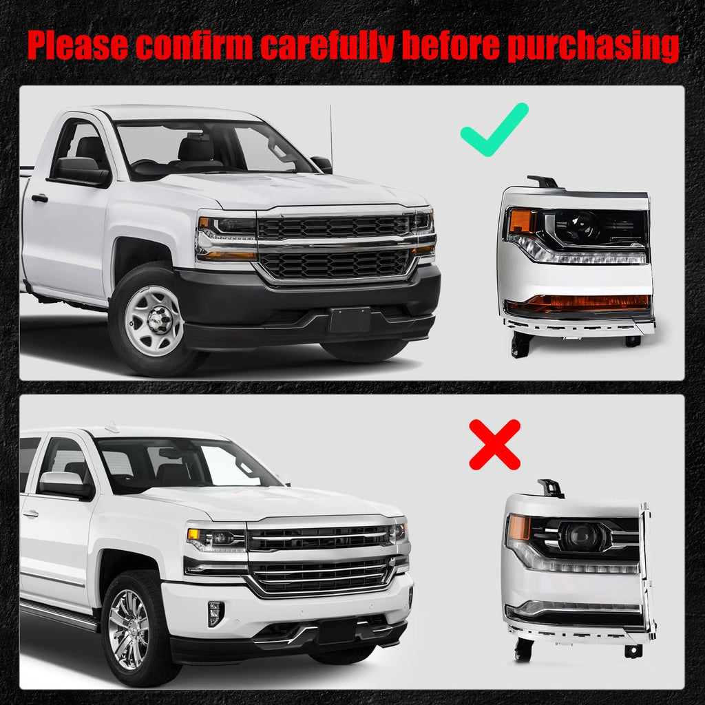 Huray Right Headlight for Chevy Silverado 1500 2016-2018 [Only for HID Model]
