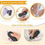 FEPPO Mini Bag Sealer, 2 in 1 Heat Sealer with Cutter, Portable Resealer Machine