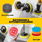 Holikme 22Pack Drill Brush Attachments Set,Scrub Pads & Sponge, Buffing