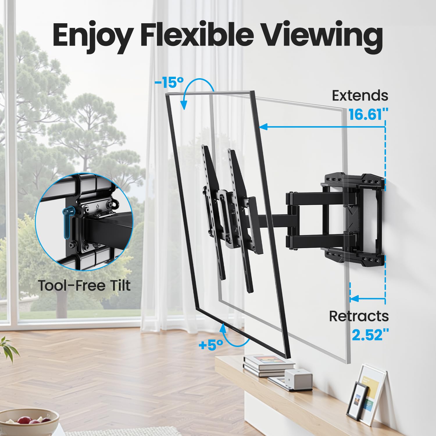 USX STAR Full Motion TV Wall Mount 37–90" UL Listed VESA 600x400 132lbs Swivel