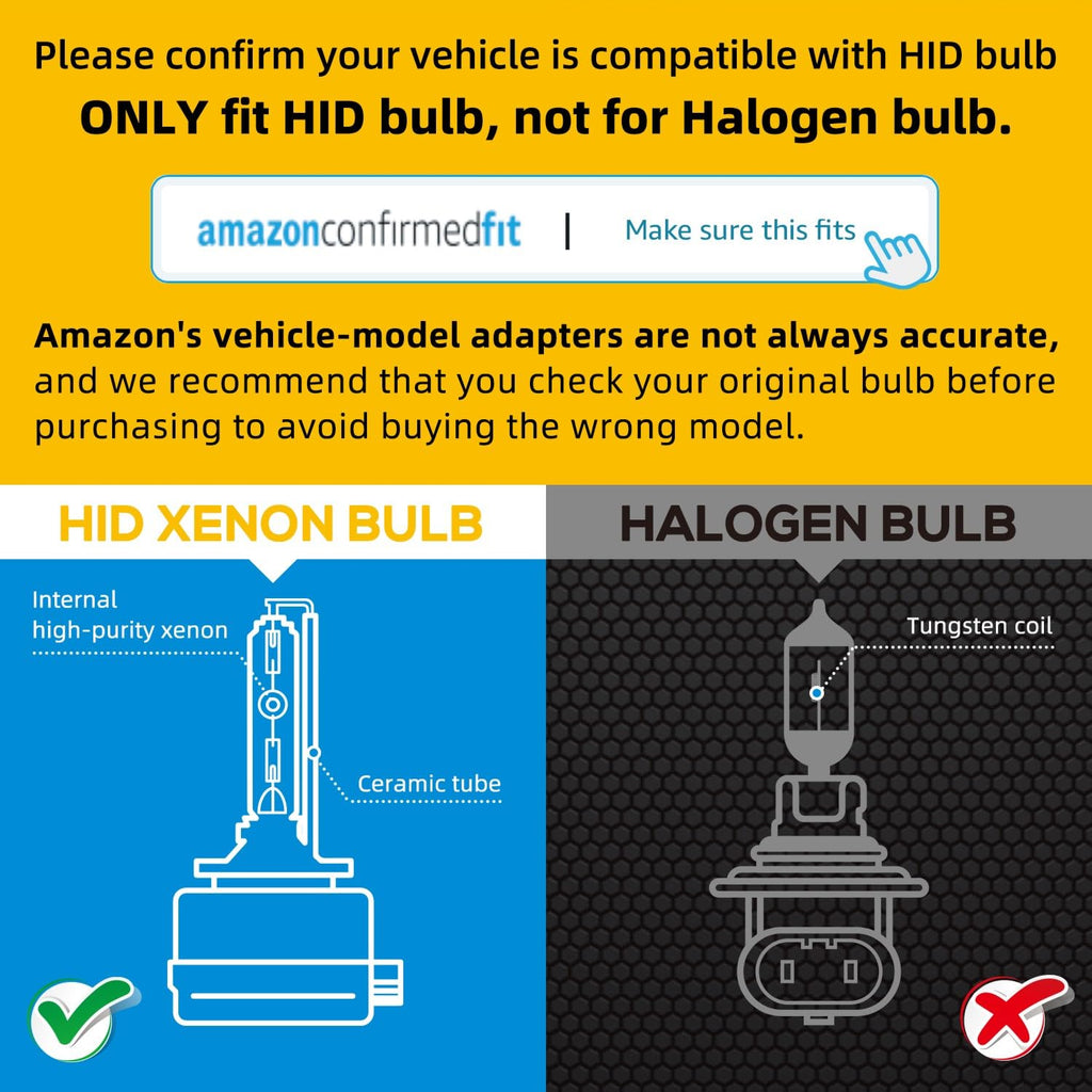 2 Pack Sinoparcel D1S Xenon HID Headlights Bulb - 8000K 35W High Low Beam 66144