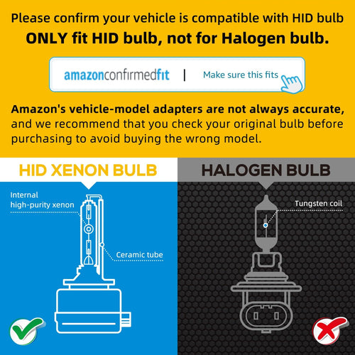 2 Pack Sinoparcel D1S Xenon HID Headlights Bulb - 8000K 35W High Low Beam 66144
