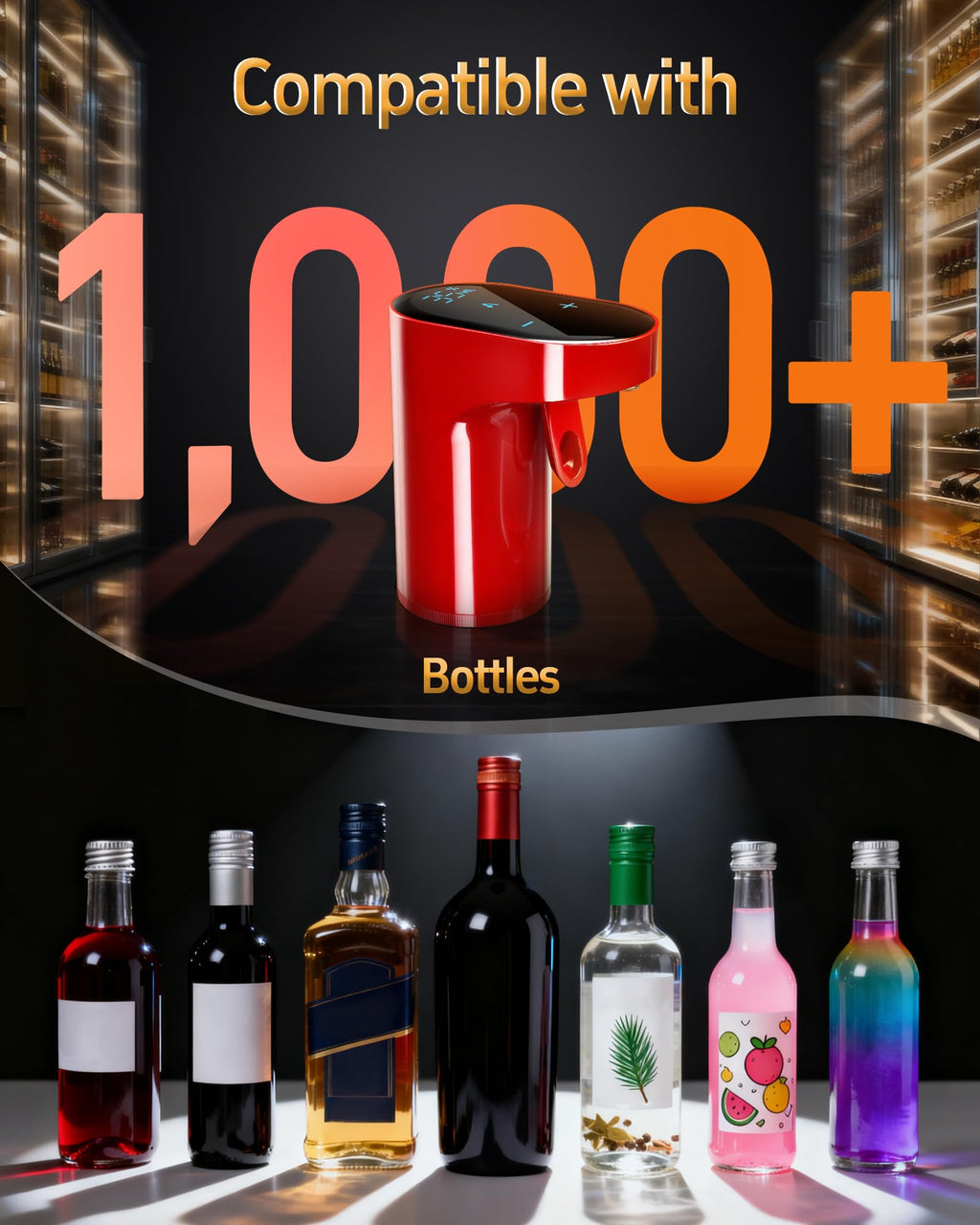 5-in-1 Electric Wine Decanter with Aerator,Smart Liquor Dispenser Adjustable