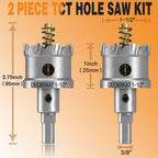 2-Pack 1-1/2" TCT Hole Saws for Hard Metal, Heavy Duty 38mm Tungsten Carbide