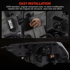 LH Chrome Bezel LED Headlight Assembly W/o LED Control Module Compatible with