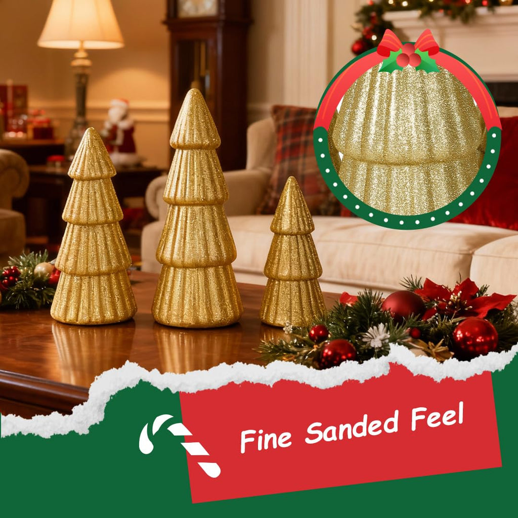 Set of 3 Joyhalo Tabletop Christmas Trees, Frosted Christmas Trees Indoor Xmas
