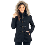 Alpine Swiss Duffy Womens Wool Blend Toggle Coat Removable Faux Fur Hood Classic