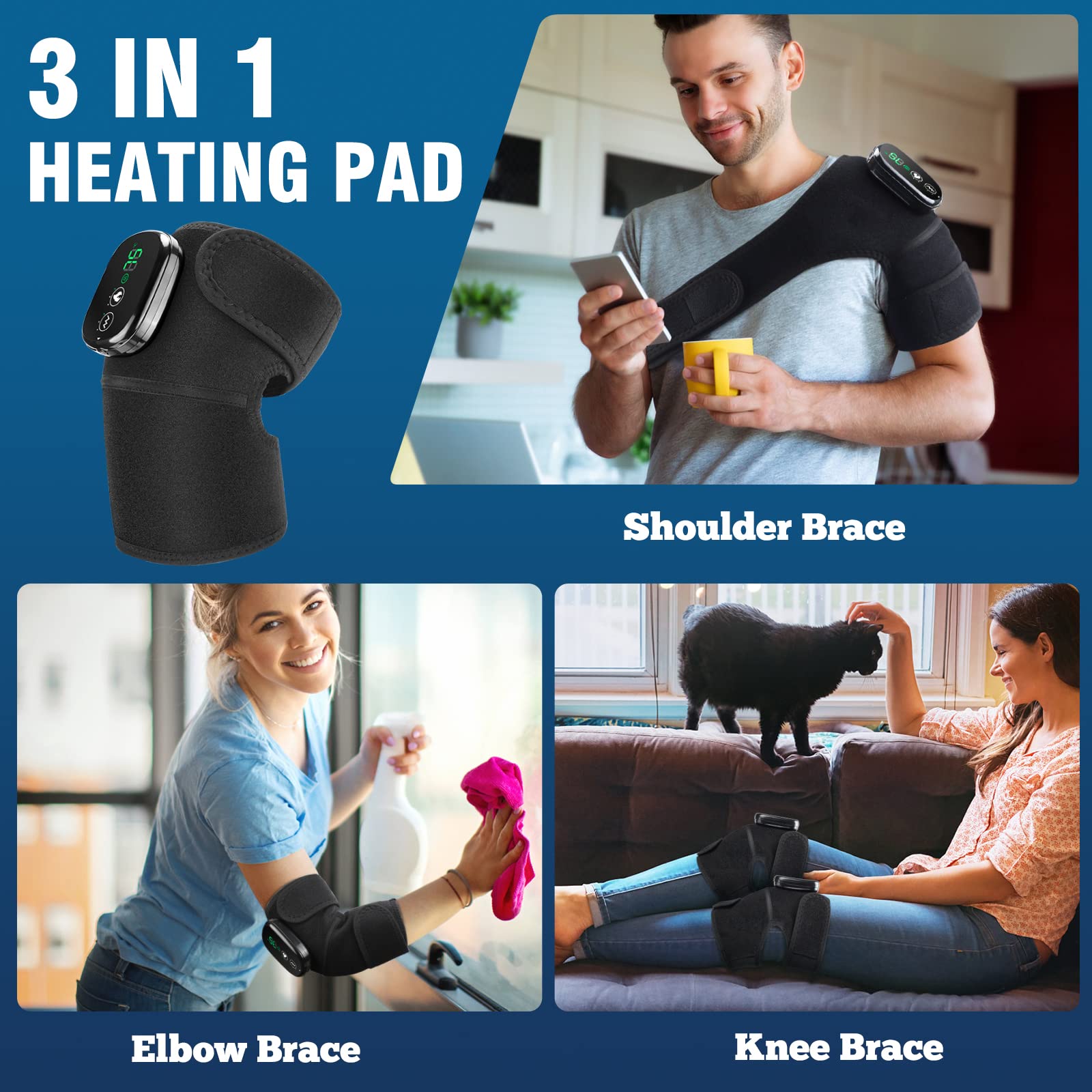 MOAJAZA Knee Massager w/ Heat & Vibration Heated Brace Arthritis Relief