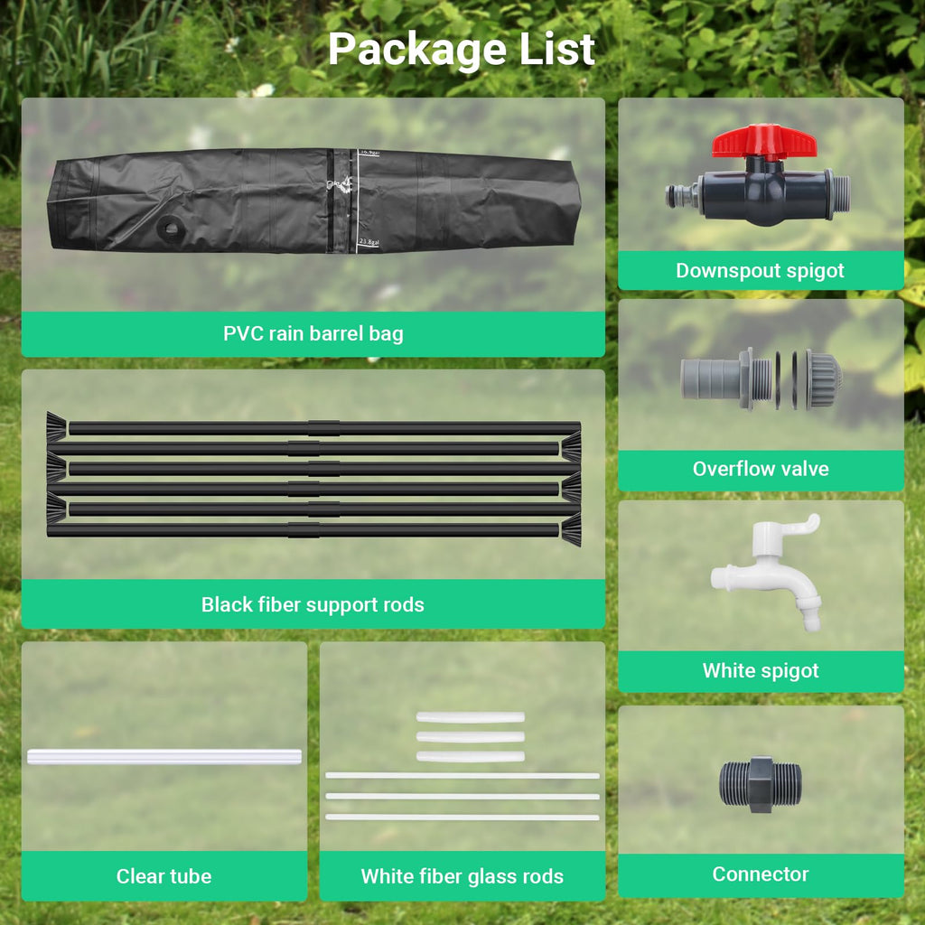 FAMIROSA 50 Gallon / 200L Rain Barrel, Collapsible Rain Barrels to Collect