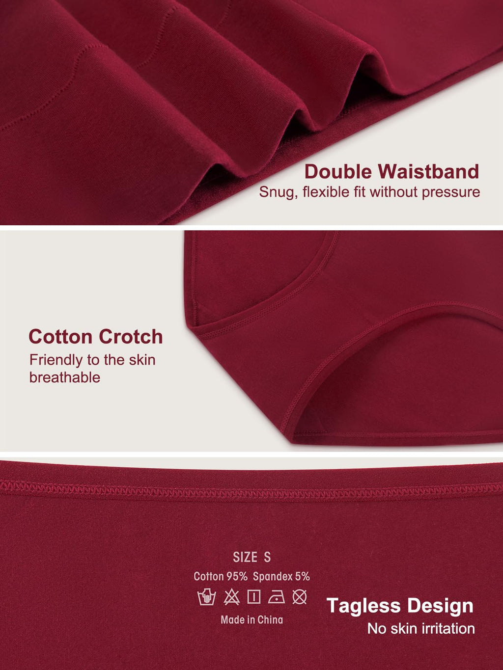 Vevmon Cotton Underwear for Women High Waisted Full Coverage Briefs Soft Ladies