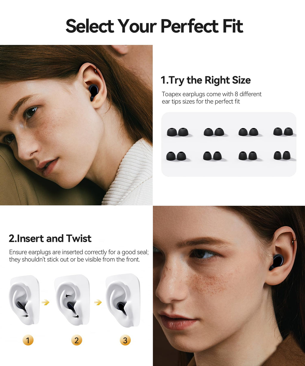 45dB Noise Cancelling Ear Plugs for Sleep Reusable Silicone Earplugs Concert