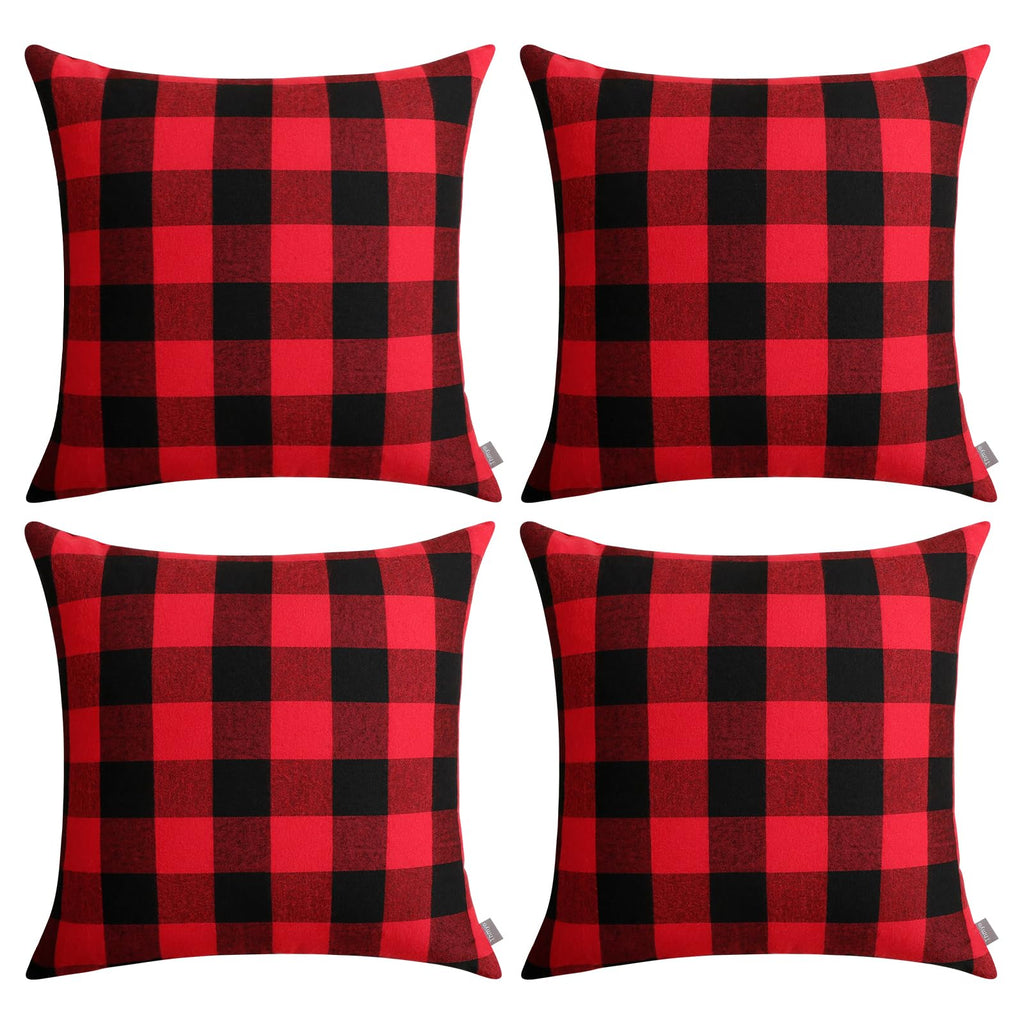 Thmyo 16x16inch  4-Pack Buffalo Check Plaid Throw Pillow Covers Farmhouse Rustic