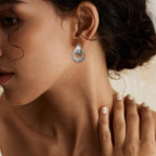 SHERLOVE Trendy Silver Knot Earrings for Women Chunky Statement Drop Dangle