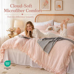 JANZAA Blush Pink Comforter Set Queen – Soft Microfiber, Lightweight All Season