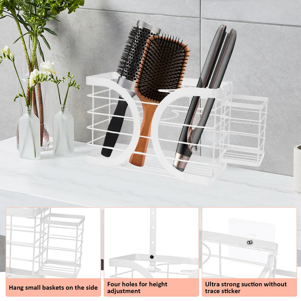 ziroland Elegant White Wall Mounted Hair Dryer Holder - Stylish Bathroom