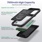 QTshine Battery Case for iPhone 14/13/13 Pro (6.1 Inch),Upgraded 7500mAh