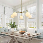 Flyrose Modern Gold and White Chandelier Light Fixture Vintage Brass Globe