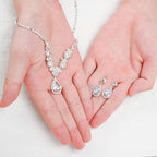 COCIDE Silver Jewelry Set Women Crystal Tiara Necklace Earrings Set