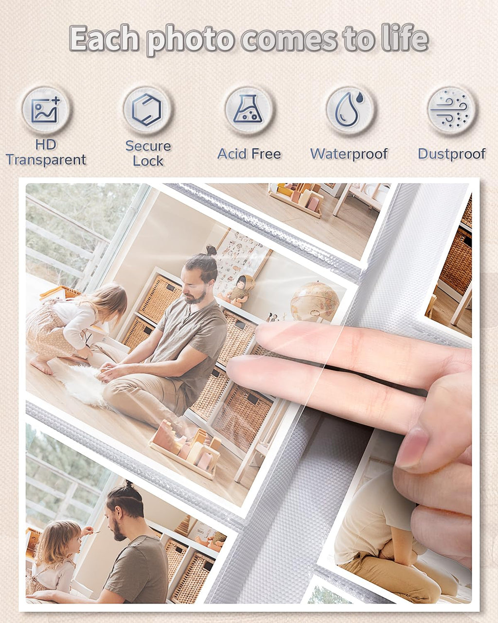 Artfeel Photo Album 4x6 300 Pockets Linen Cover Memory Book White Pages