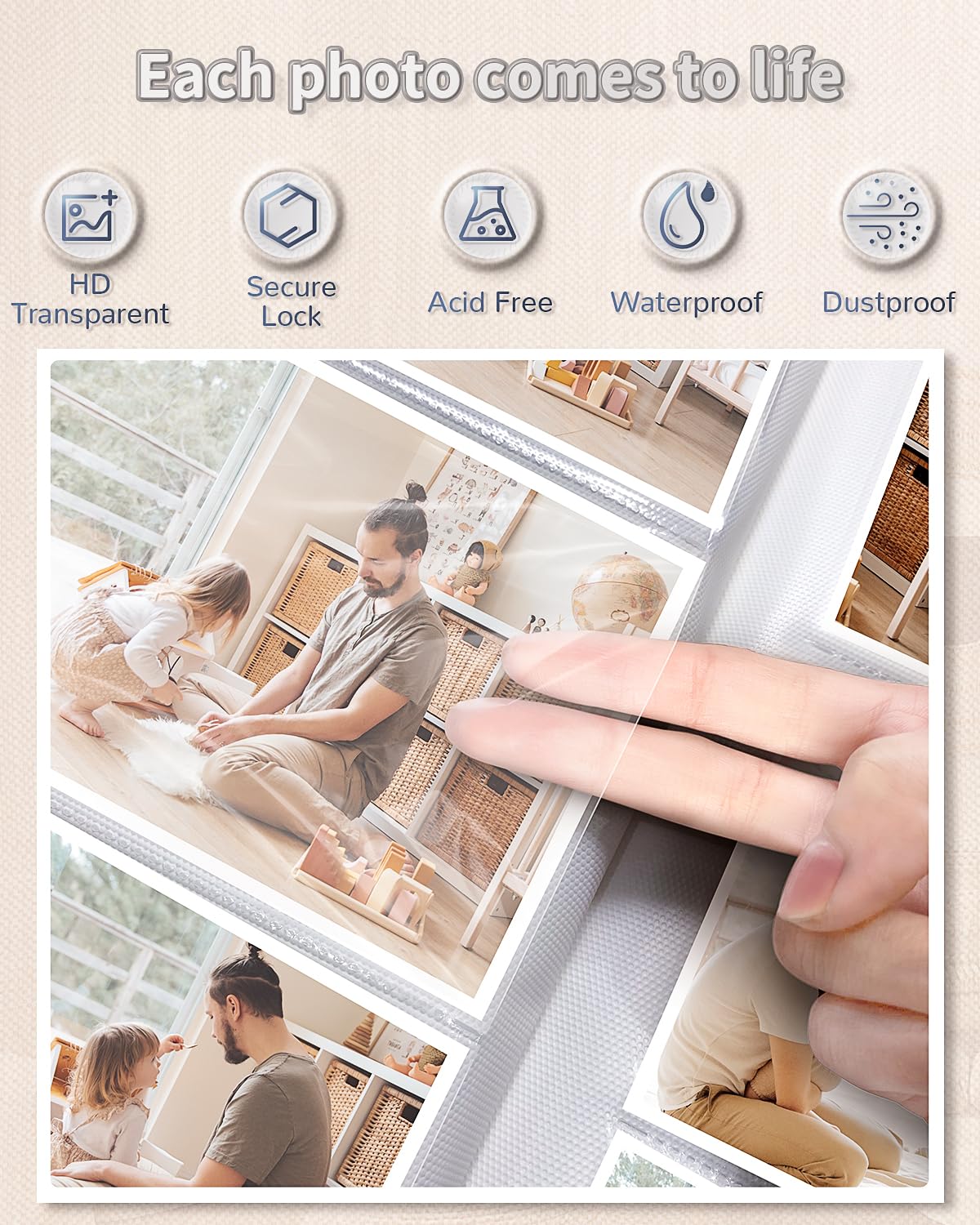 Artfeel Photo Album 4x6 300 Pockets Linen Cover Memory Book White Pages