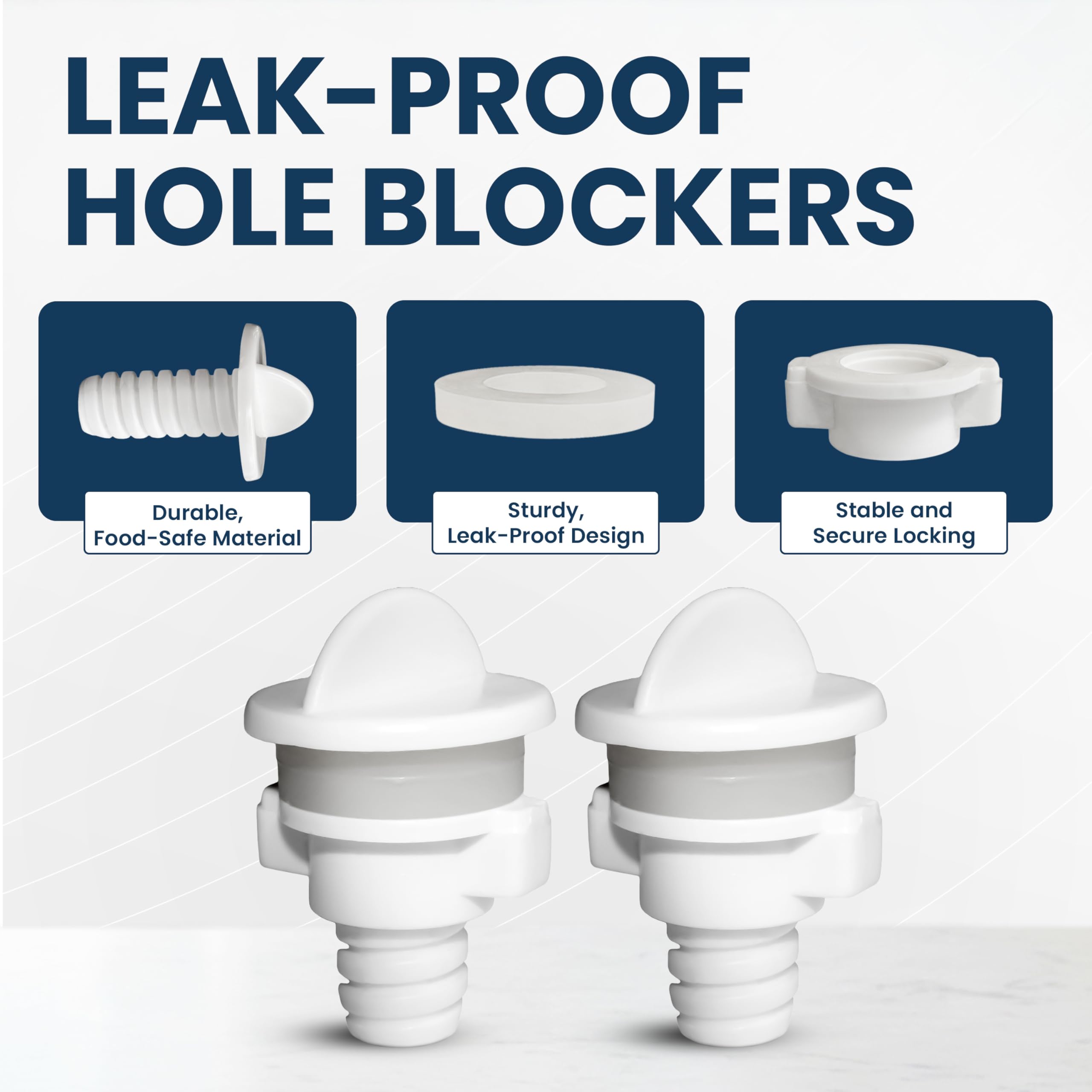 PHOENIX GRAVITY Polypropylene Hole Blockers for All Gravity-Fed Water Filtration Systems - PP Plugs Compatible with Berkey, Waterdrop, Purewell, and Other Countertop Water Filter Systems
