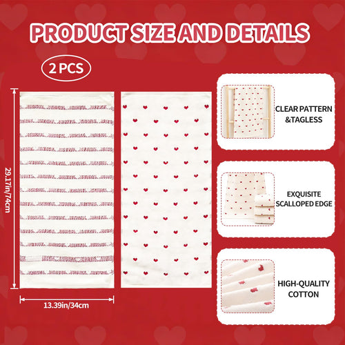 YIXAXKAO 2 Pieces Valentine's Day Hand Towels for Bathroom Red Pink Heart Cotton