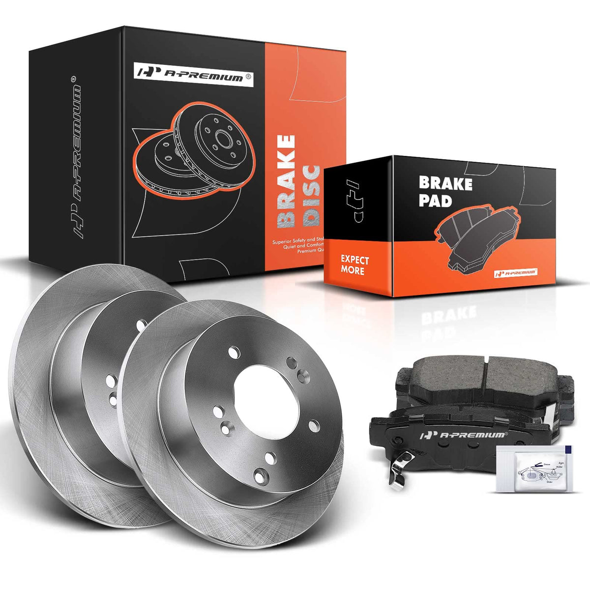 A-Premium 10.31 In (262mm) Rear Solid Brake Rotors and Ceramic Pads Kit