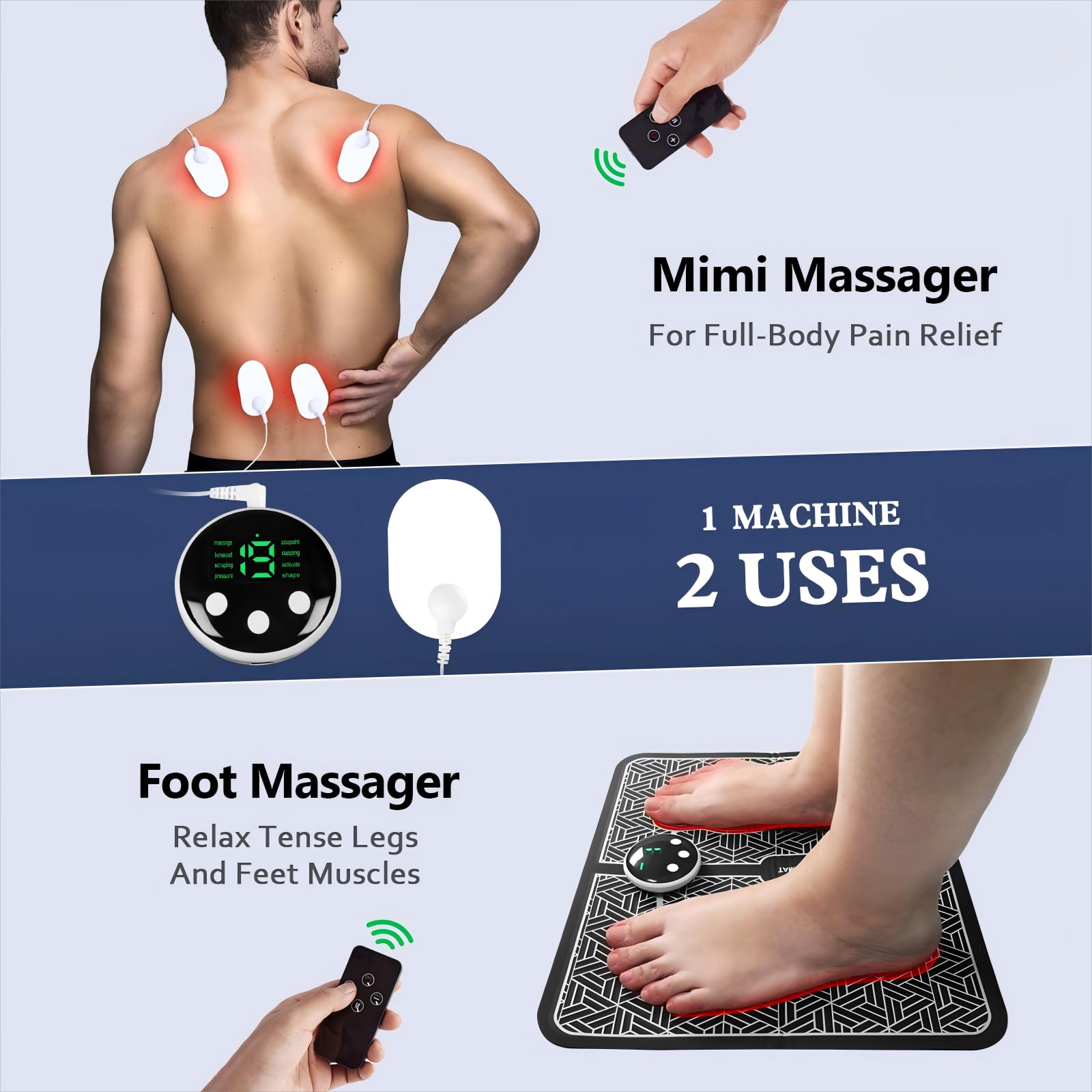 Phixnozar EMS Foot Massager Nerve Stimulator LCD Back Leg Muscle Relaxation