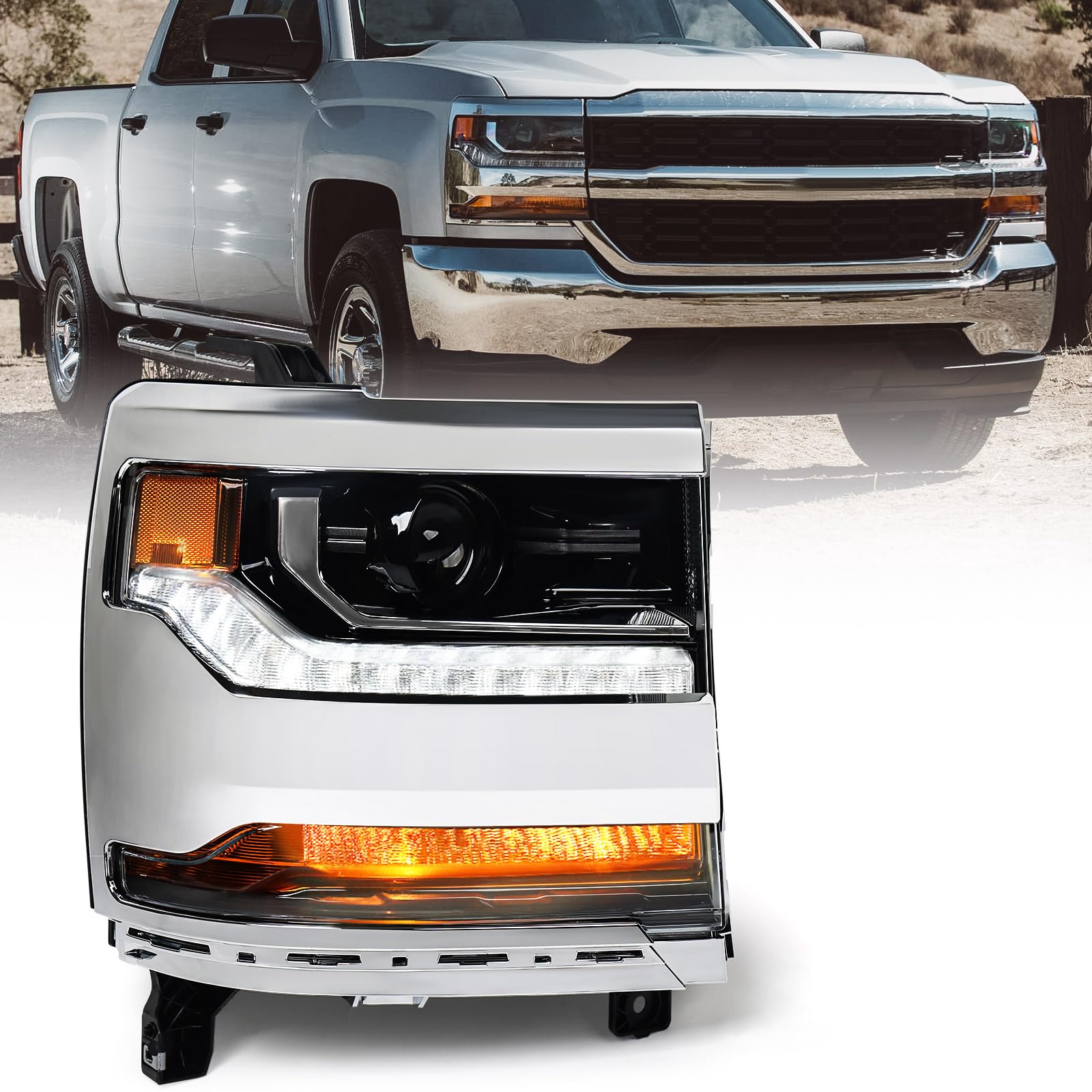 Huray Right Headlight for Chevy Silverado 1500 2016-2018 [Only for HID Model]