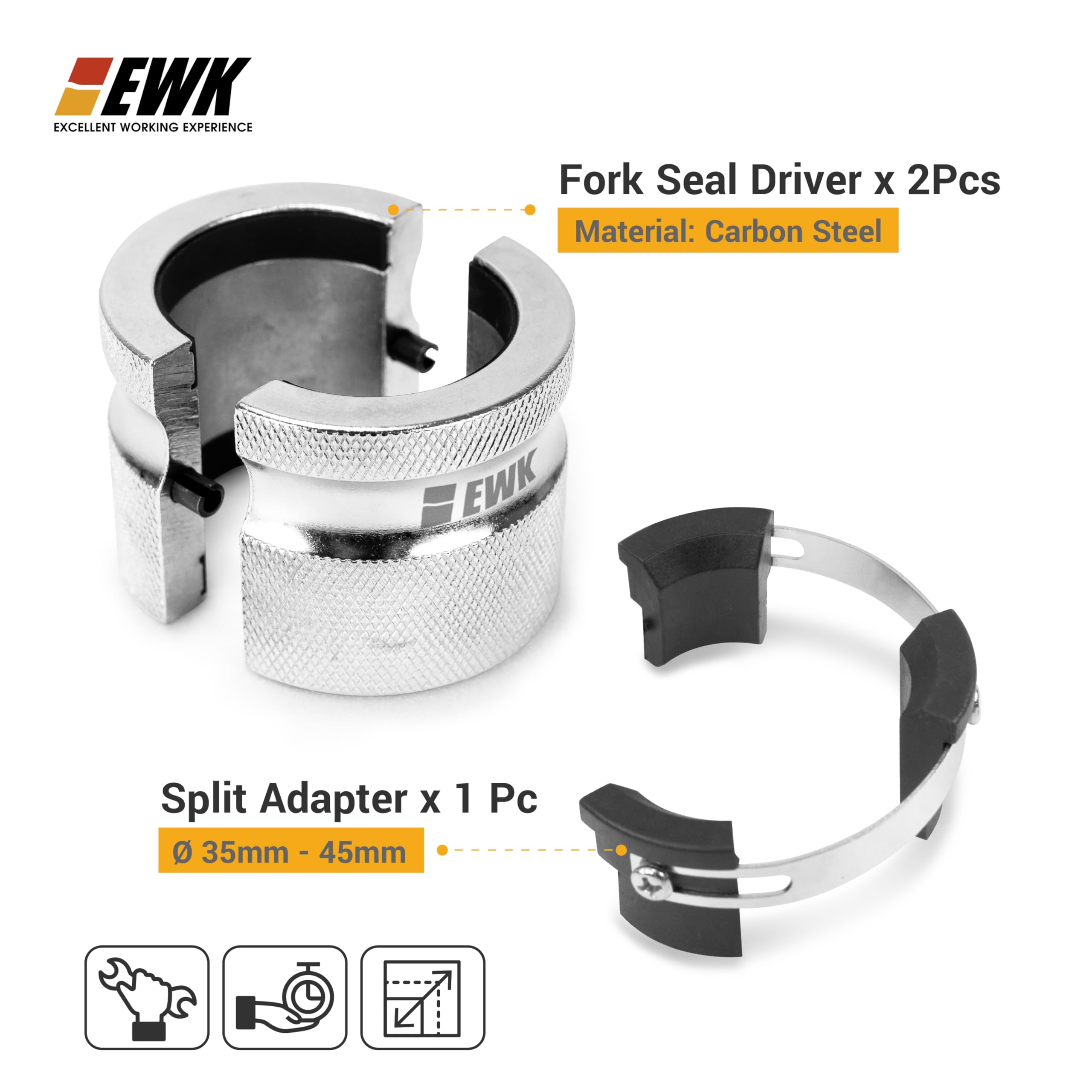 EWK Motorcycle Adjustable Fork Seal Driver Tool 35–45mm Universal Front Fork Oil