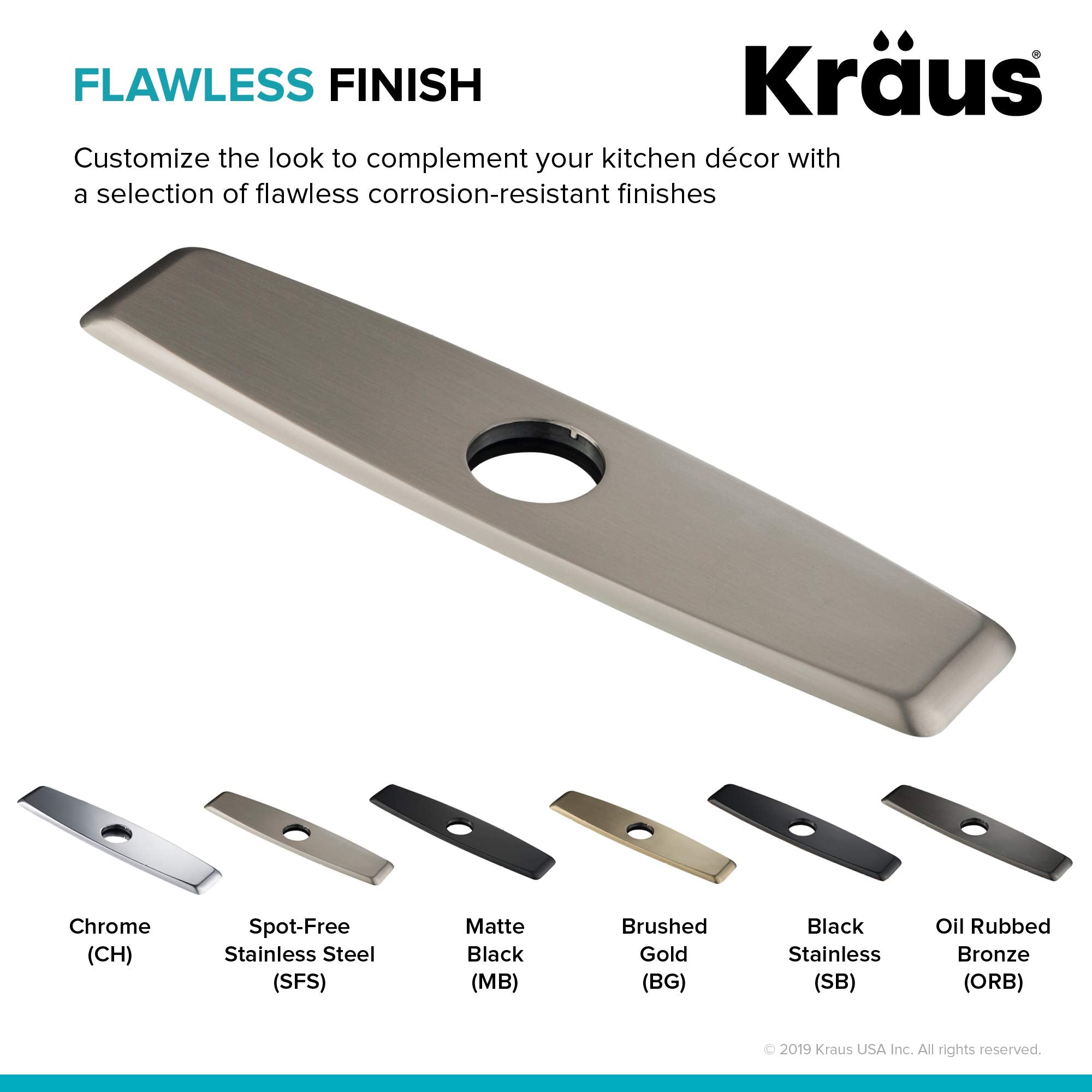 KRAUS Deck Plate for Bathroom Faucet in Spot Free Stainless Steel, BDP01SFS