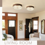 BOKT Farmhouse Wooden Flush Mount Ceiling Light Fixture Adjustable 3000K-6000K