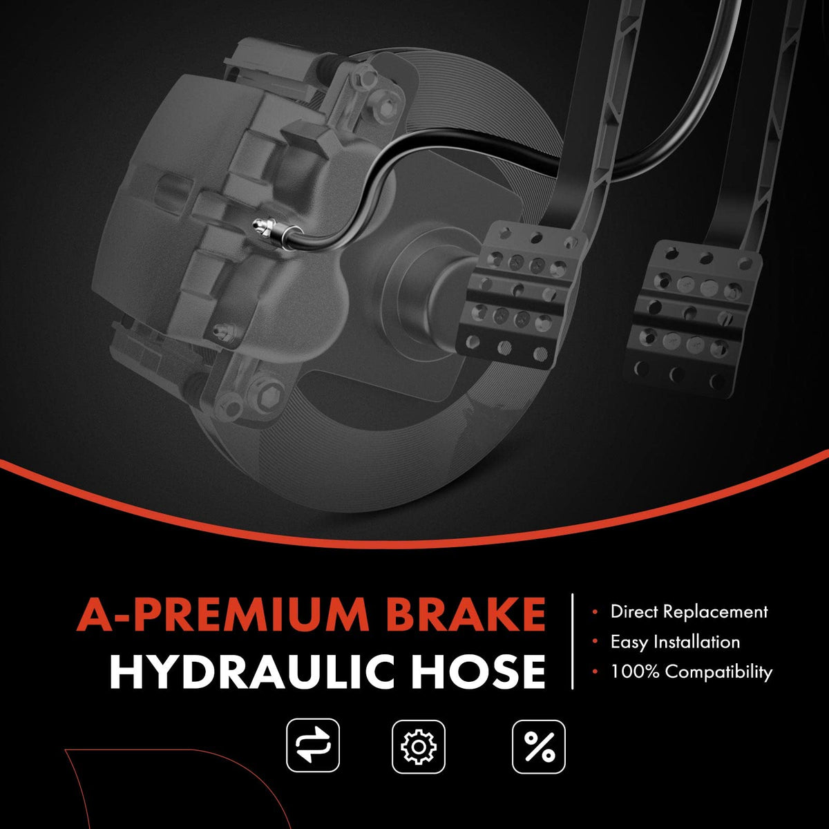 A-Premium Rear Passenger Brake Hydraulic Hose Compatible Honda