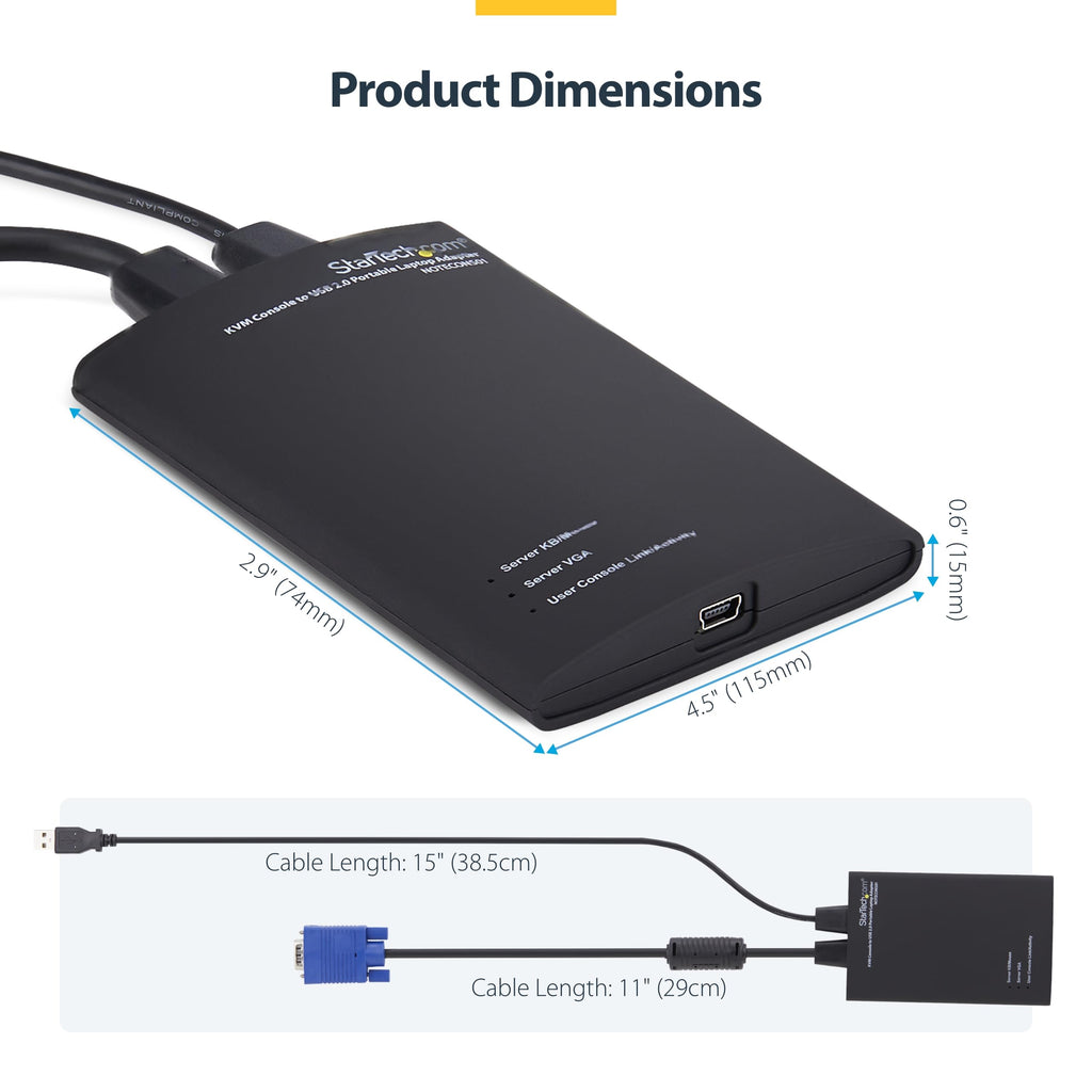StarTech.com Portable Laptop Crash Cart Adapter for Server Management, USB/VGA
