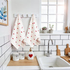 YIXAXKAO 2 Pieces Valentine's Day Hand Towels for Bathroom Red Pink Heart Cotton