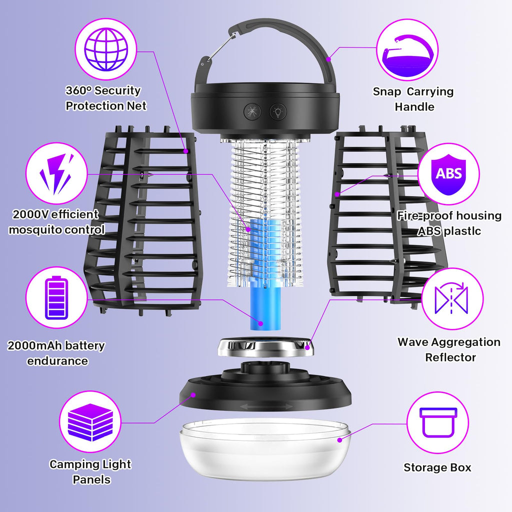 Upgraded Electric Fly Zapper,3 in 1 Bug Zapper Outdoor & Indoor, Electric