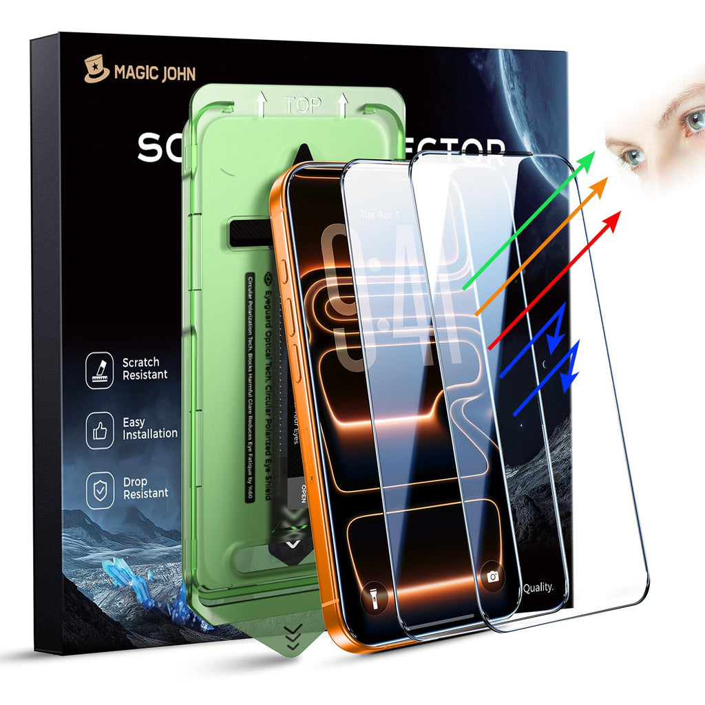 MAGIC JOHN 2 PACK for iPhone 17 Pro Max [6.9"] Eye Protection Screen Protector,