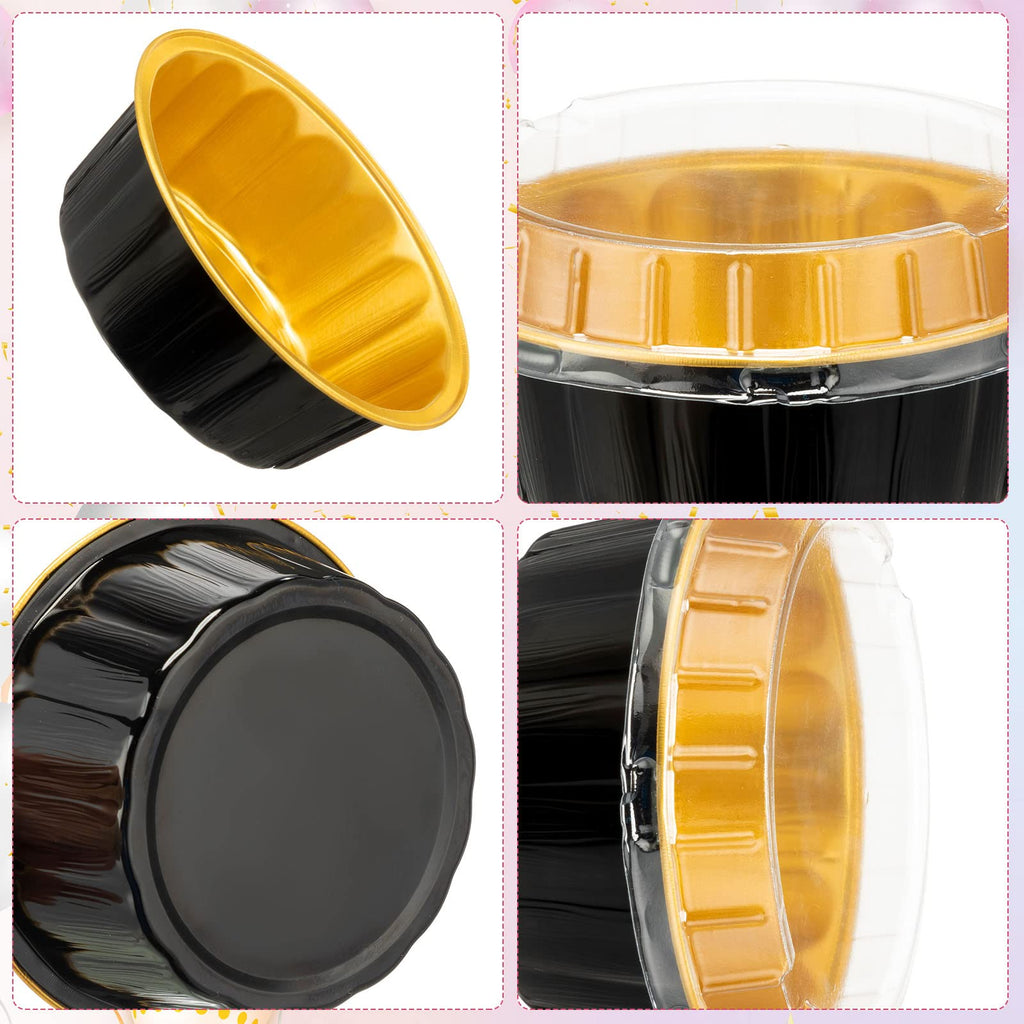 Tessco for you 100 Pcs Disposable Ramekins with Lids 8 oz Creme Brulee Ramekin
