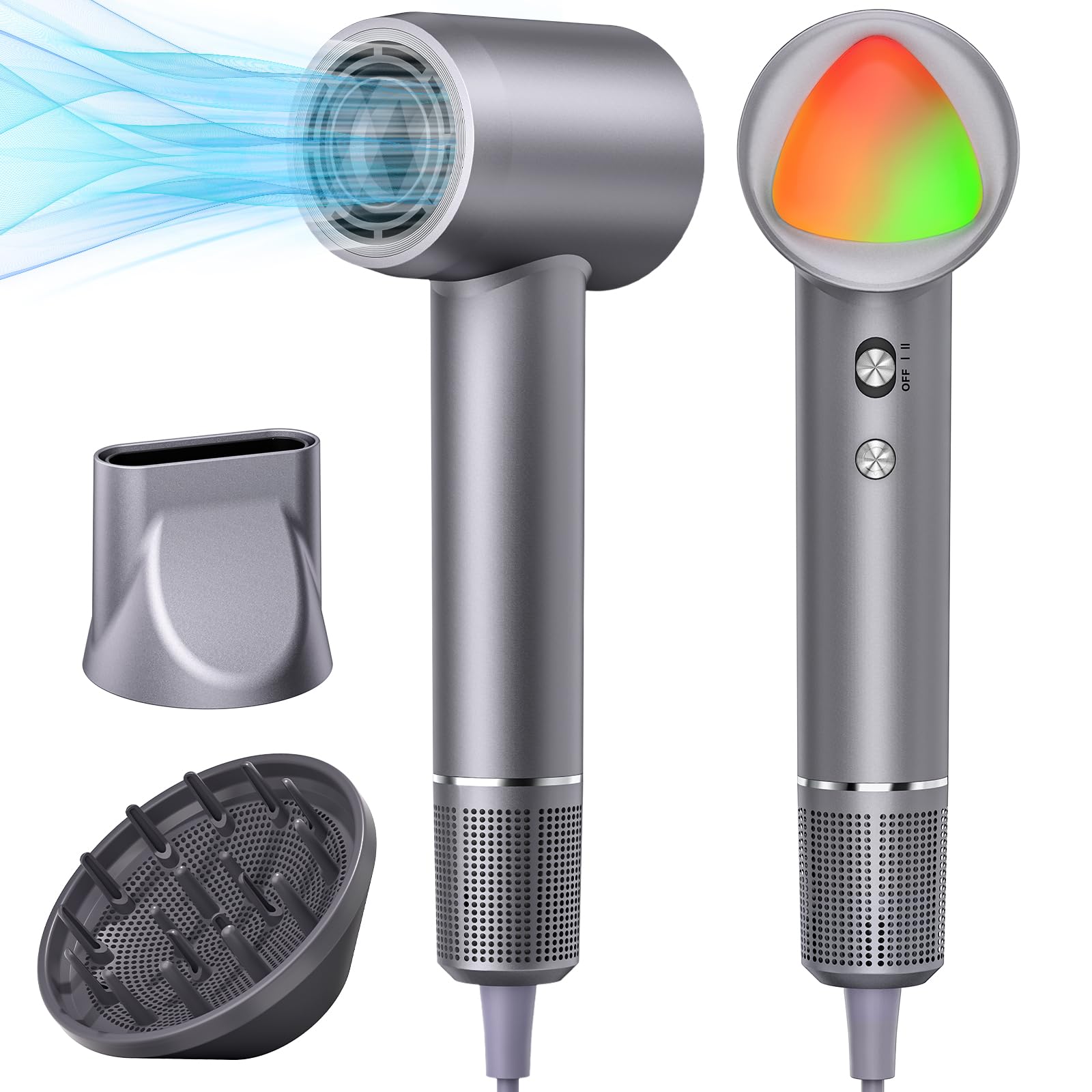 Professional Ionic Hair Dryer 160000RPM Fast Dry Low Noise with Diffuser